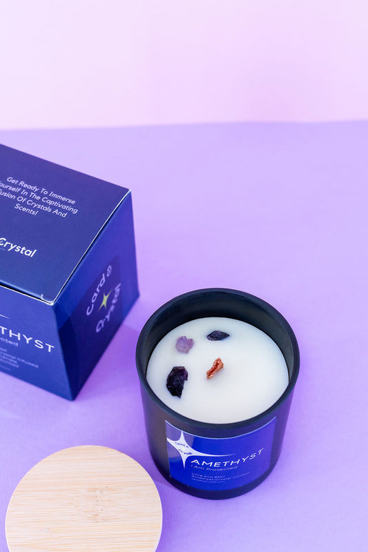 amethyst crystal-infused candle